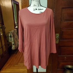 CJ BANKS SATIN TRIM 3/4 SLEEVE TEE  SIZE 2X